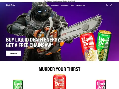 Liquid Death homepage